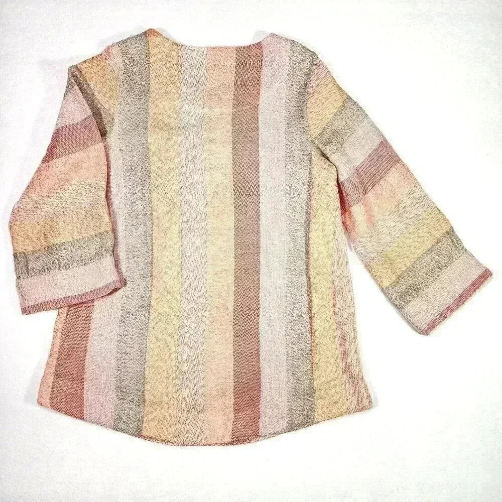 Soft Surrondings Women's Meca Tunic XS Pockets Coral/Lavender Stripes Tassel Zip - Picture 7 of 14